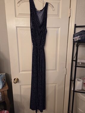 Gilli Navy and White Polka Dot Maxi Dress